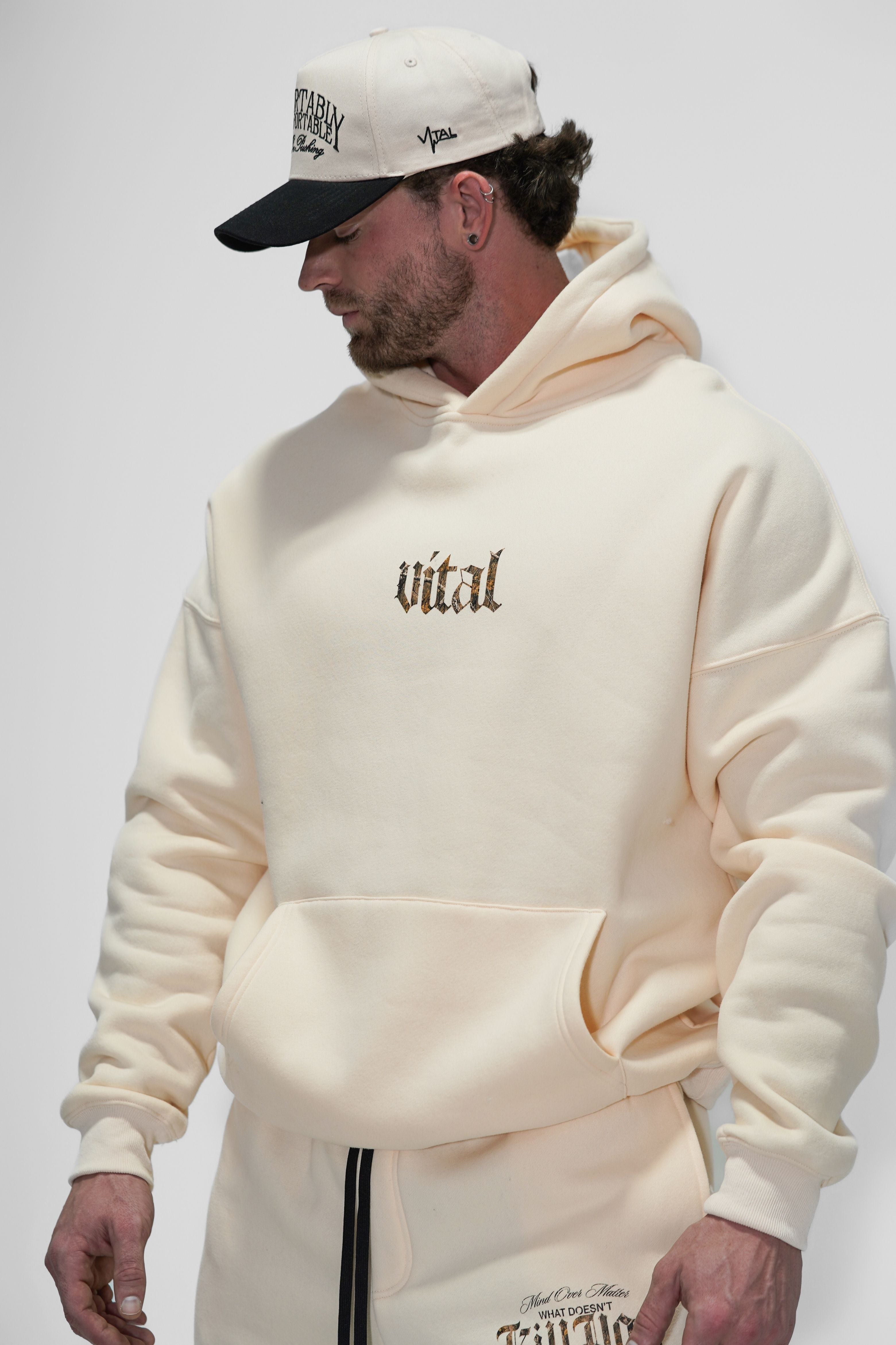 Relentless Oversized Heavyweight Hoodie - What Doesn't Kill You Cream/Camo - VITAL APPAREL