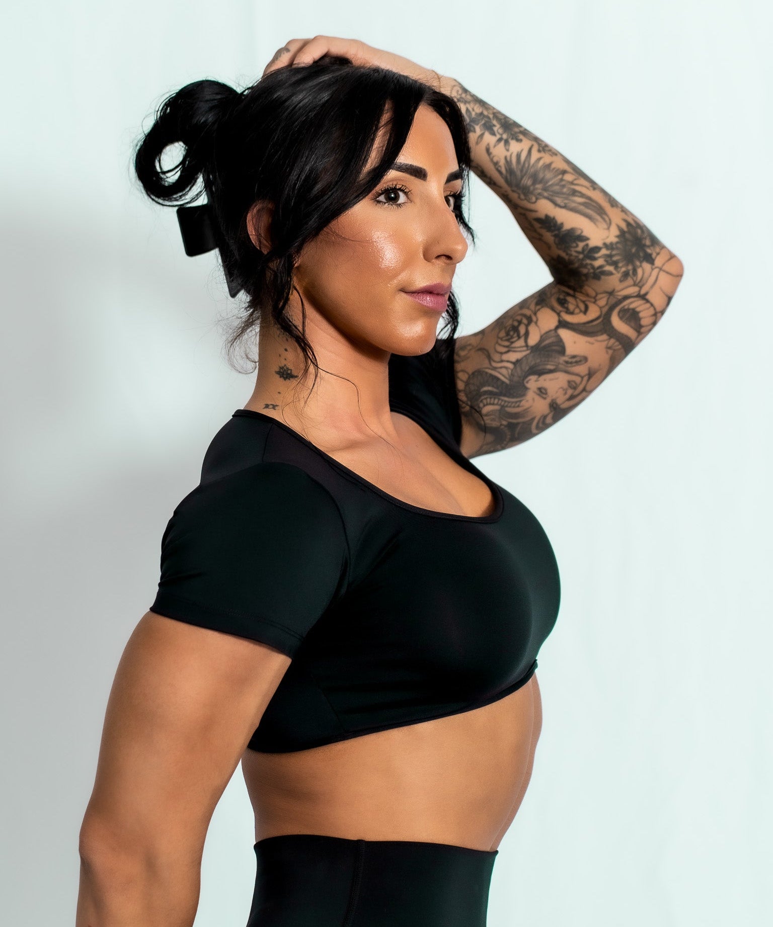 Resilient Fitted Short Sleeve Crop - Black - VITAL APPAREL