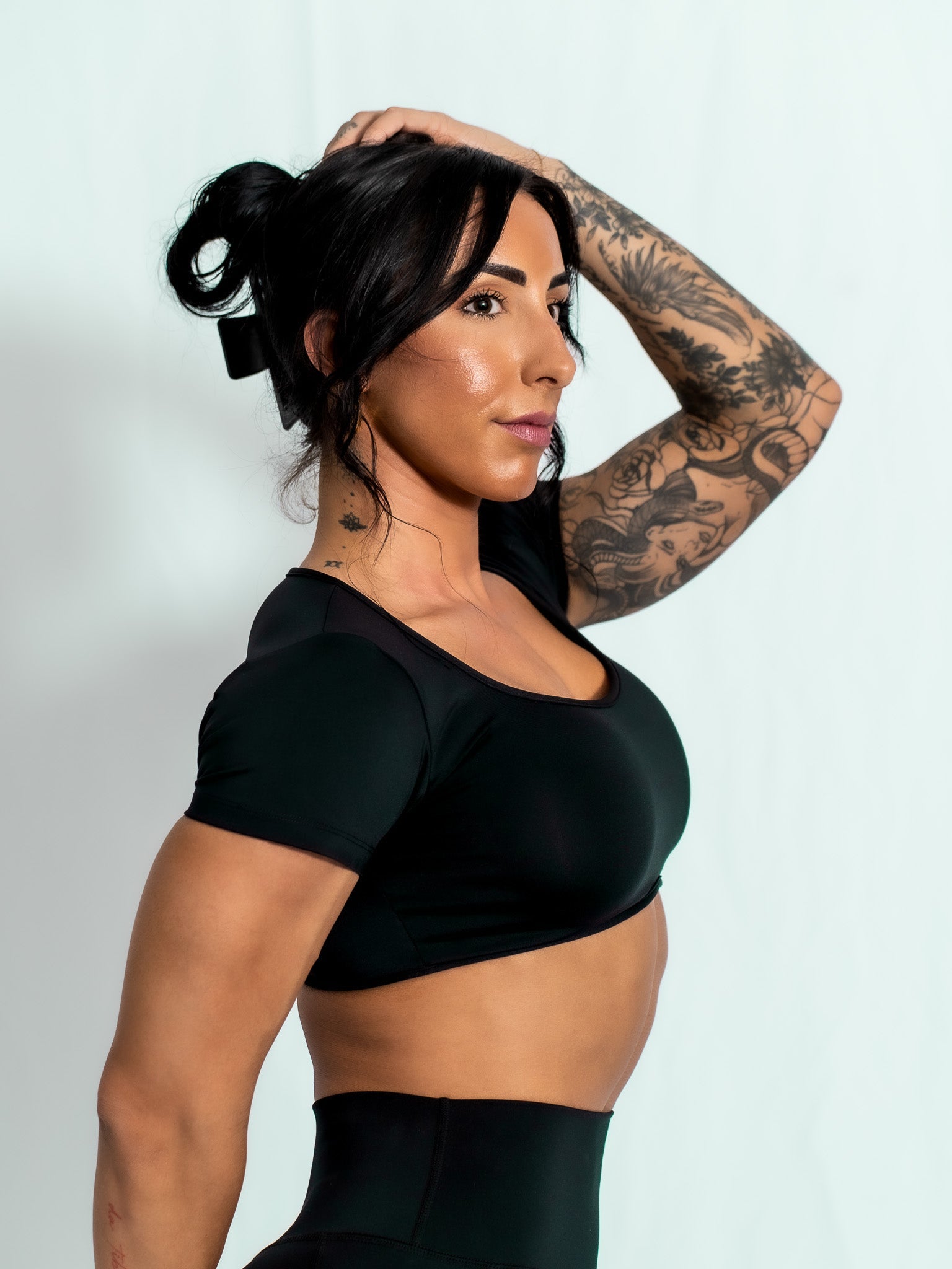 Resilient Fitted Short Sleeve Crop - Black - VITAL APPAREL