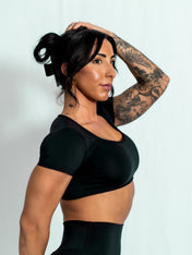 Resilient Fitted Short Sleeve Crop - Black - VITAL APPAREL