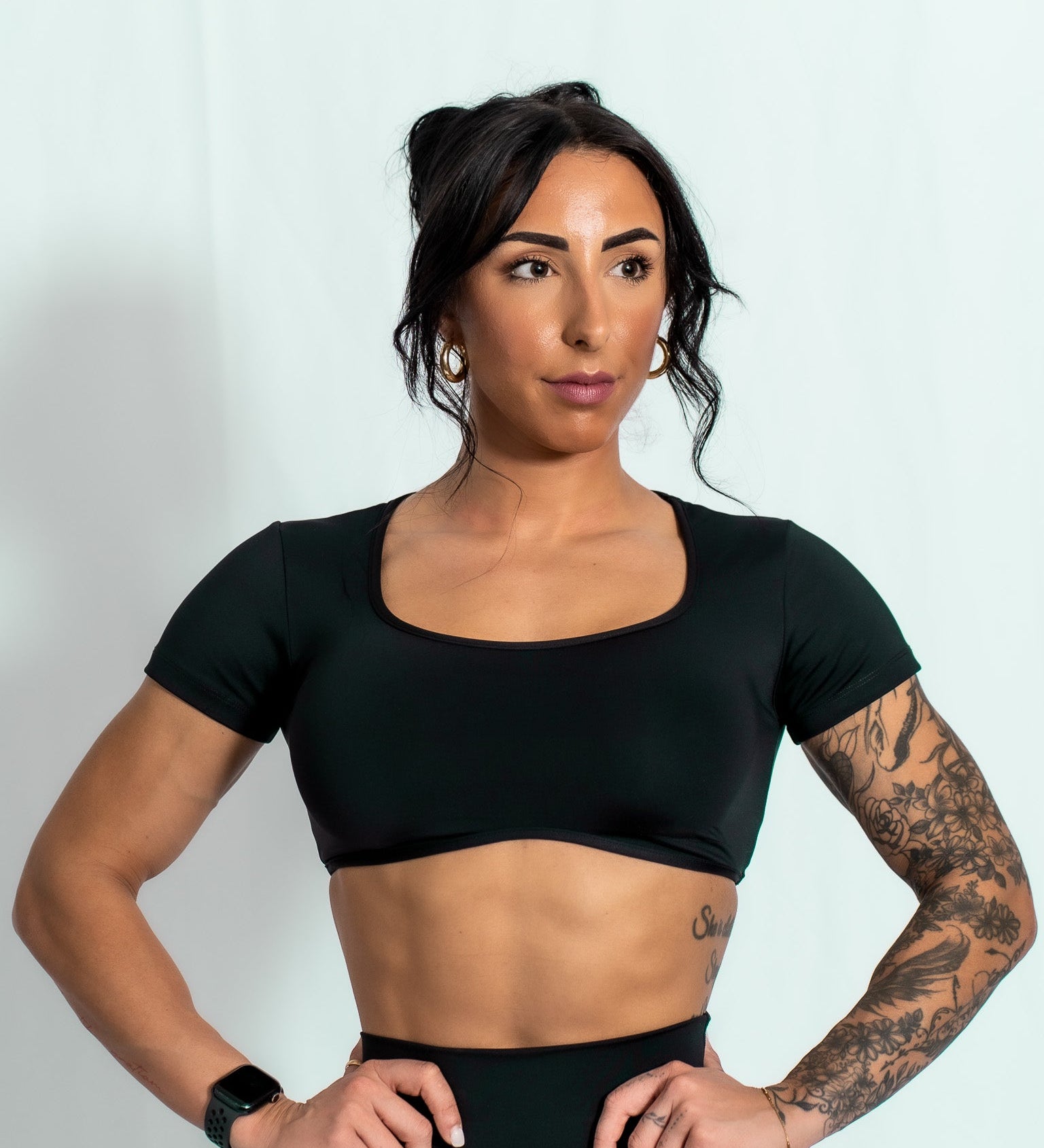 Resilient Fitted Short Sleeve Crop - Black - VITAL APPAREL