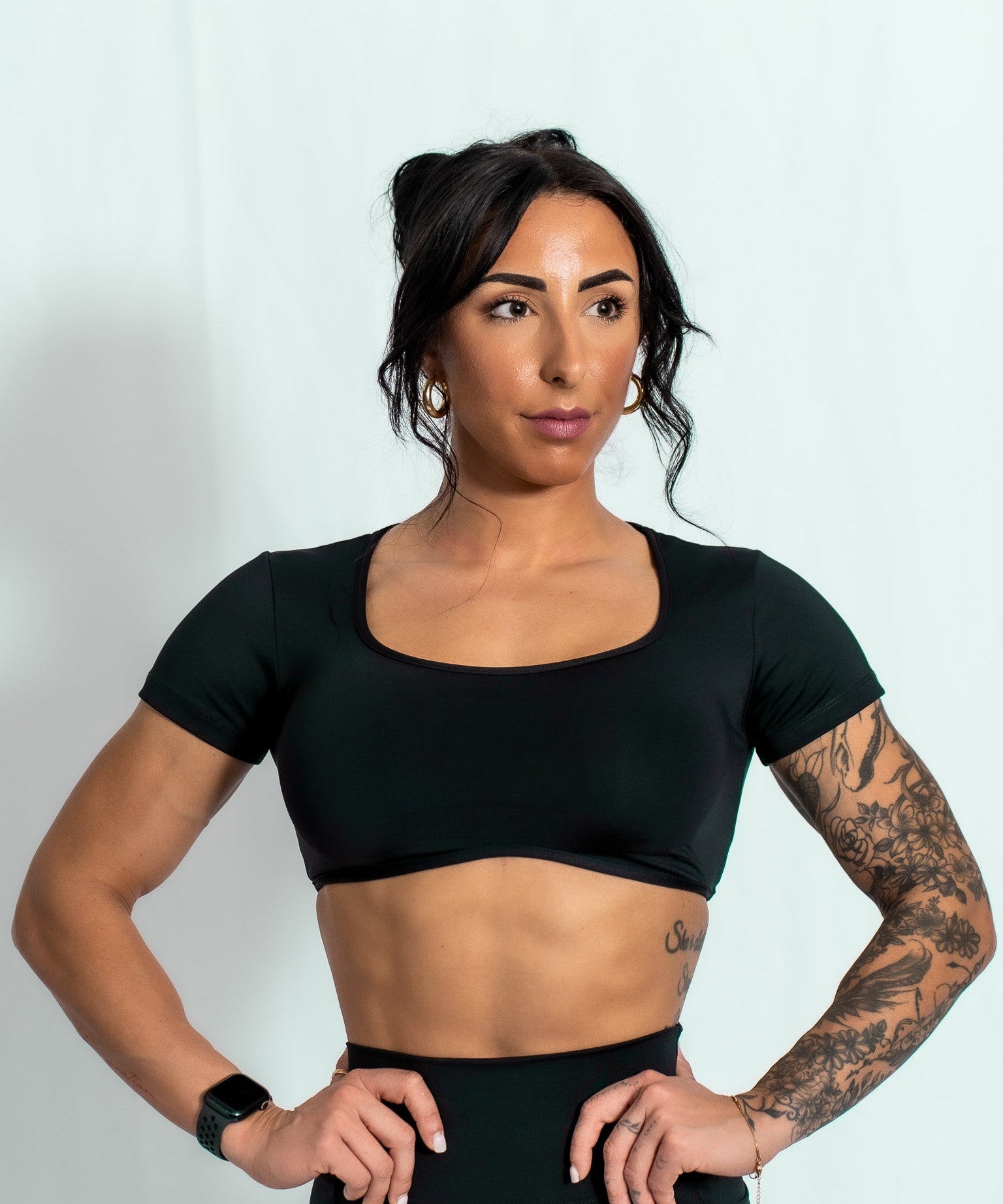 Resilient Fitted Short Sleeve Crop - Black - VITAL APPAREL