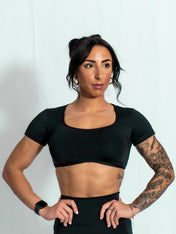 Resilient Fitted Short Sleeve Crop - Black - VITAL APPAREL