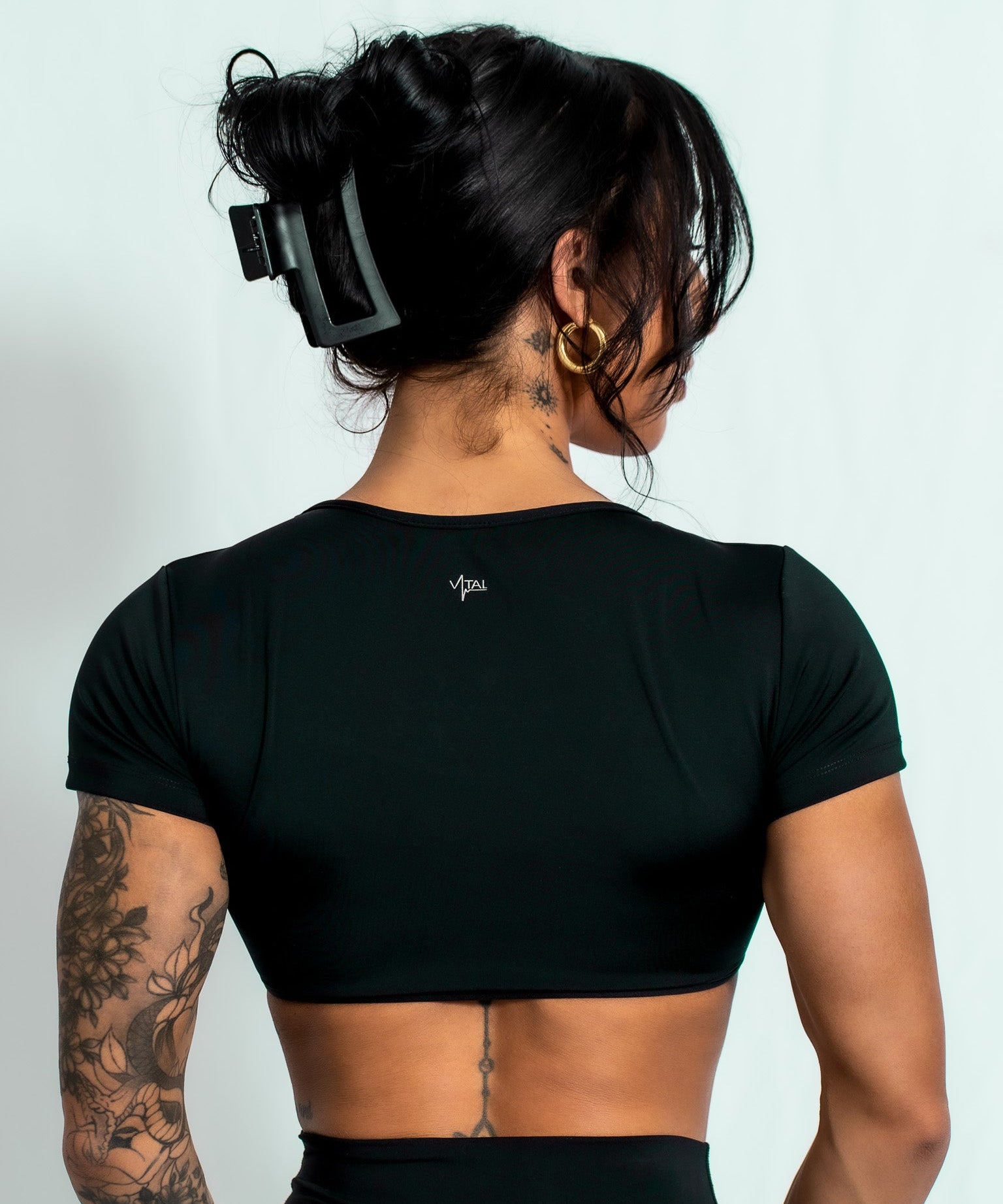 Resilient Fitted Short Sleeve Crop - Black - VITAL APPAREL