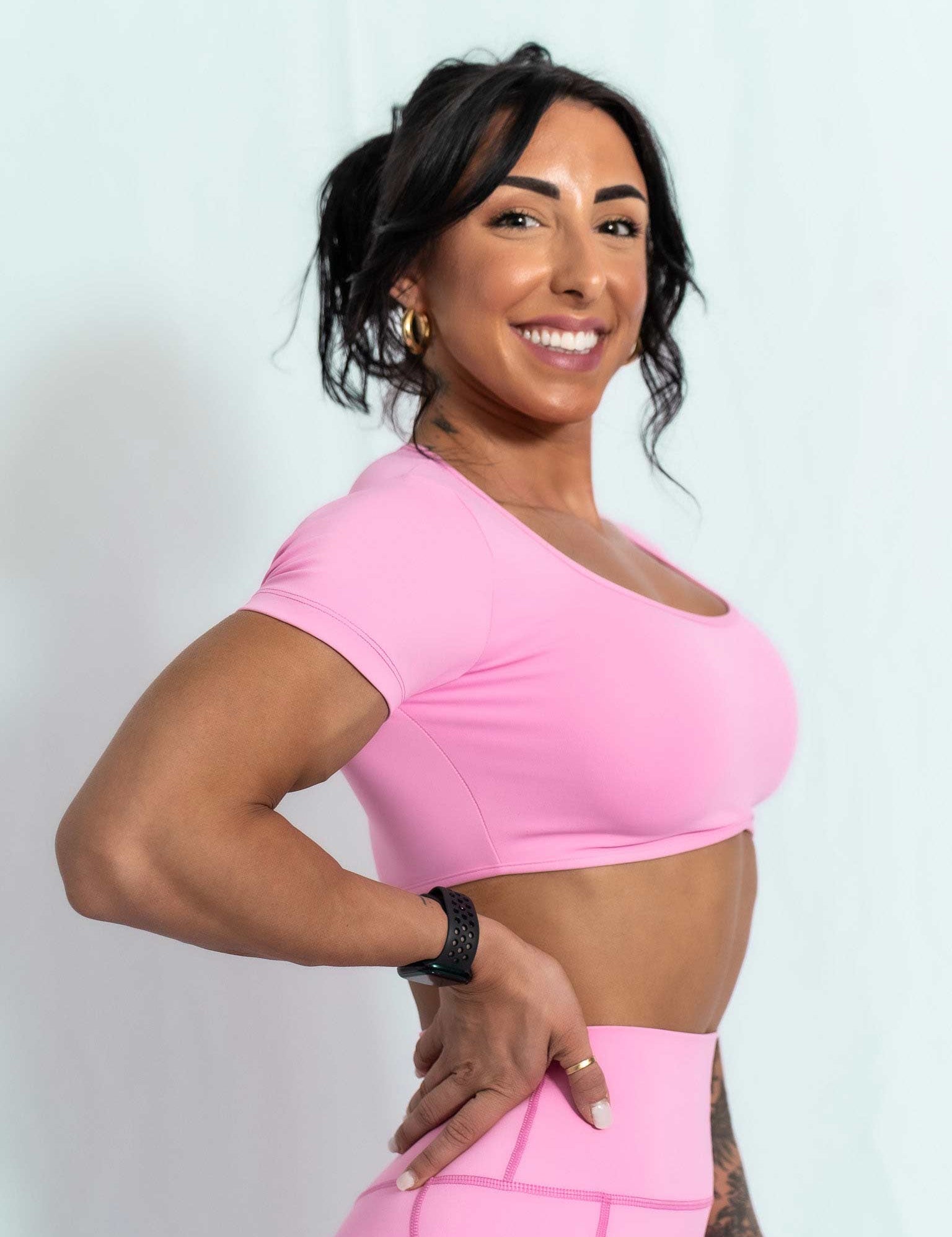 Resilient Fitted Short Sleeve Crop - Bubble Gum - VITAL APPAREL