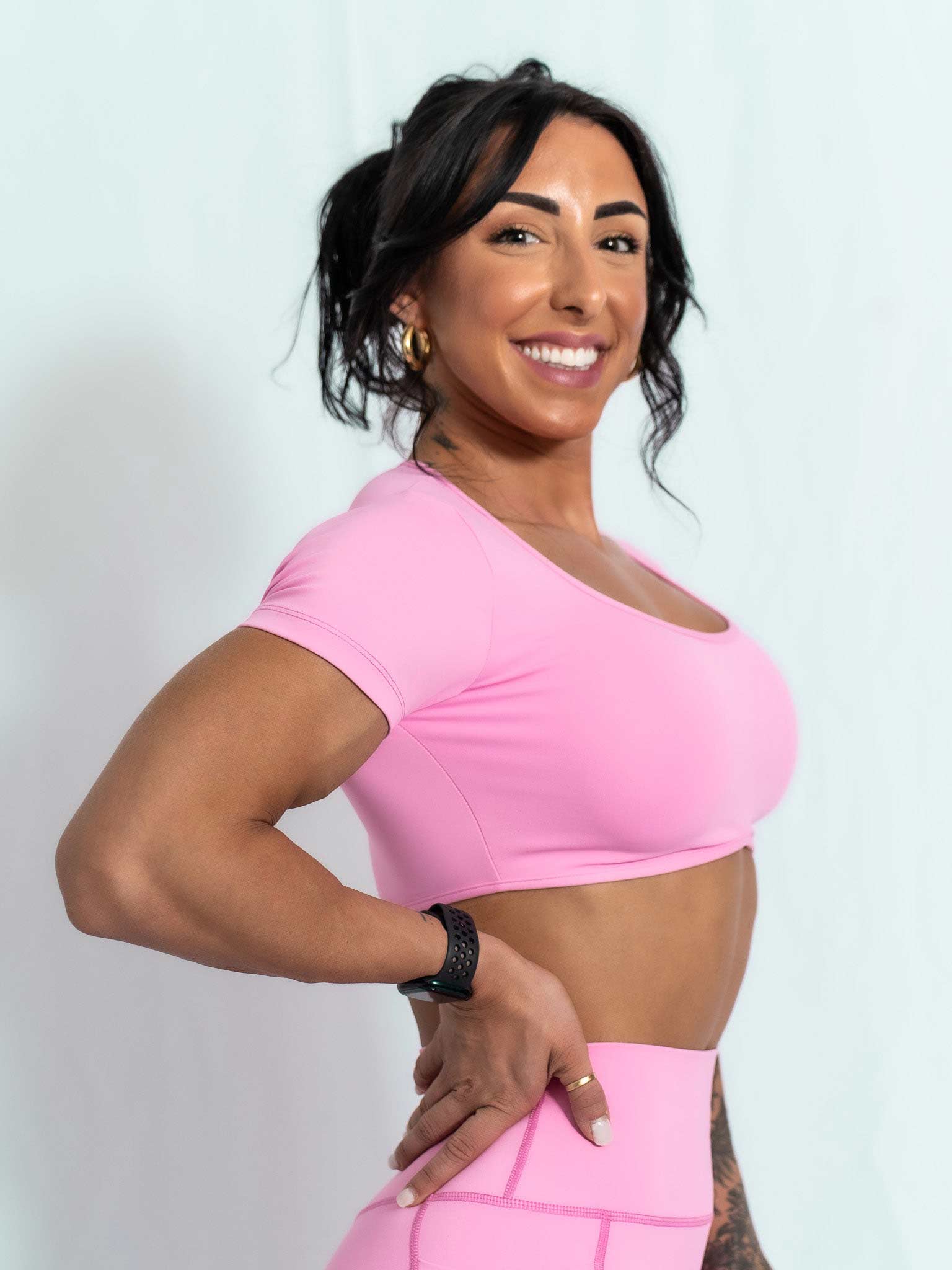 Resilient Fitted Short Sleeve Crop - Bubble Gum - VITAL APPAREL