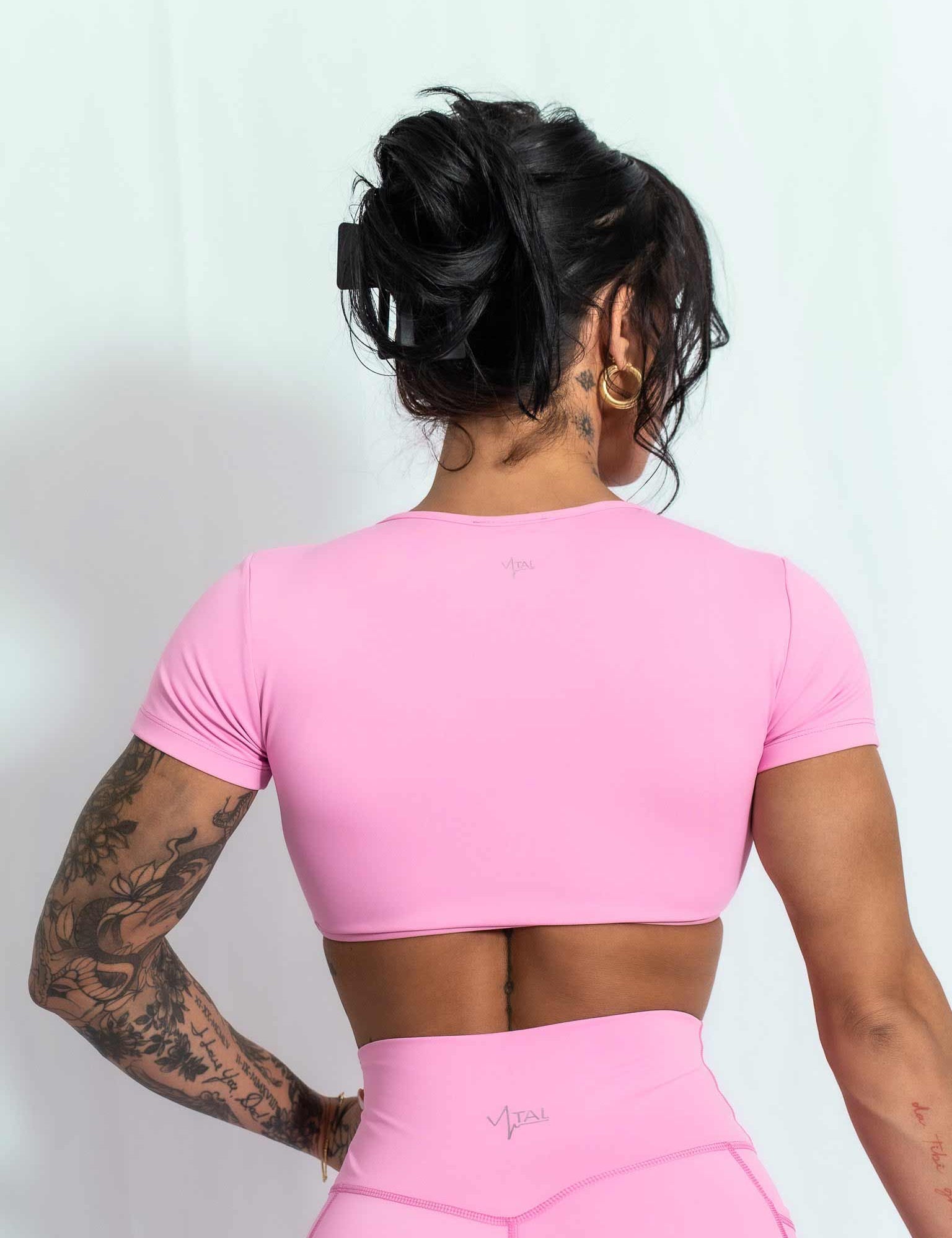 Resilient Fitted Short Sleeve Crop - Bubble Gum - VITAL APPAREL