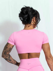 Resilient Fitted Short Sleeve Crop - Bubble Gum - VITAL APPAREL