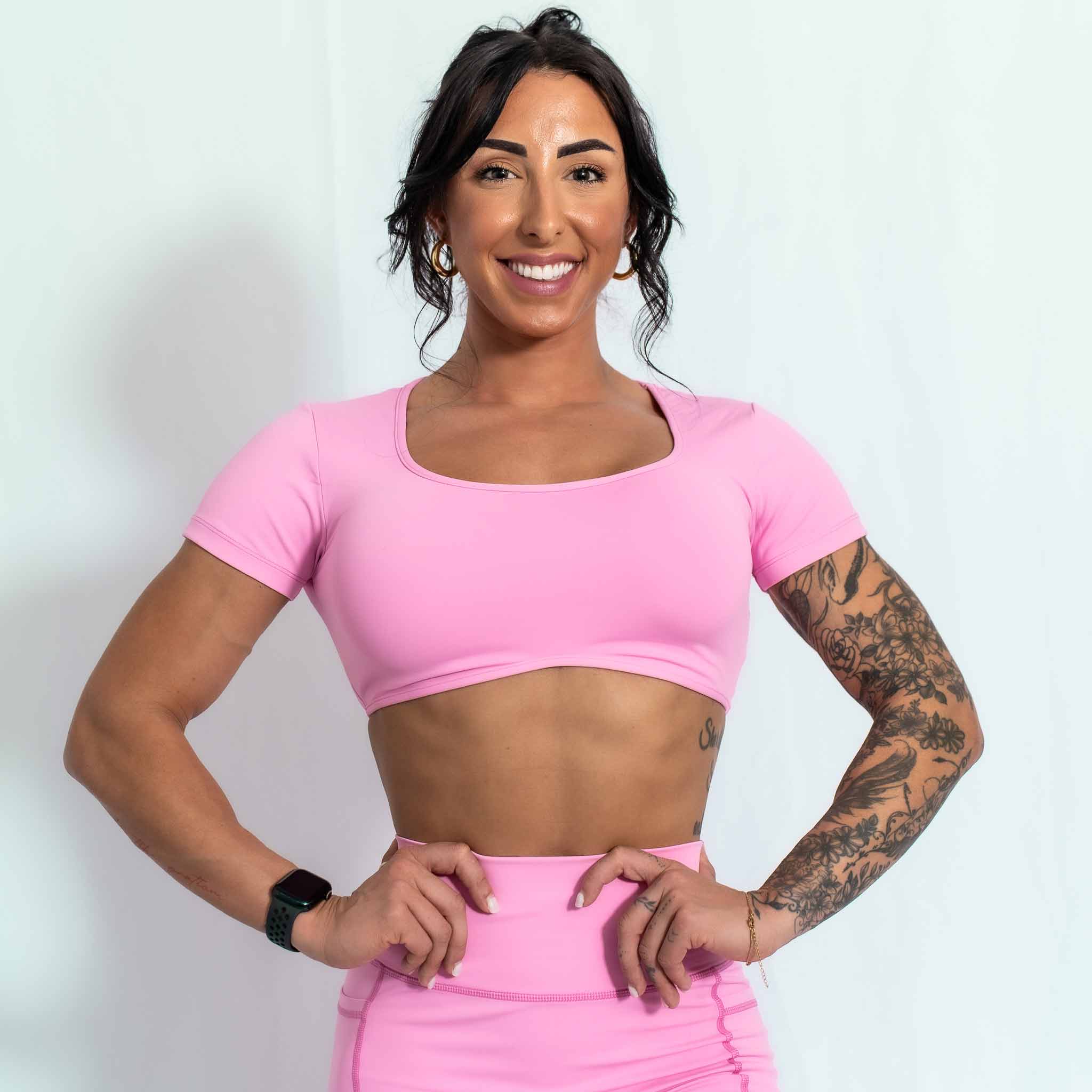 Resilient Fitted Short Sleeve Crop - Bubble Gum - VITAL APPAREL