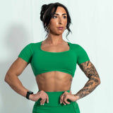 Resilient Fitted Short Sleeve Crop - Jade