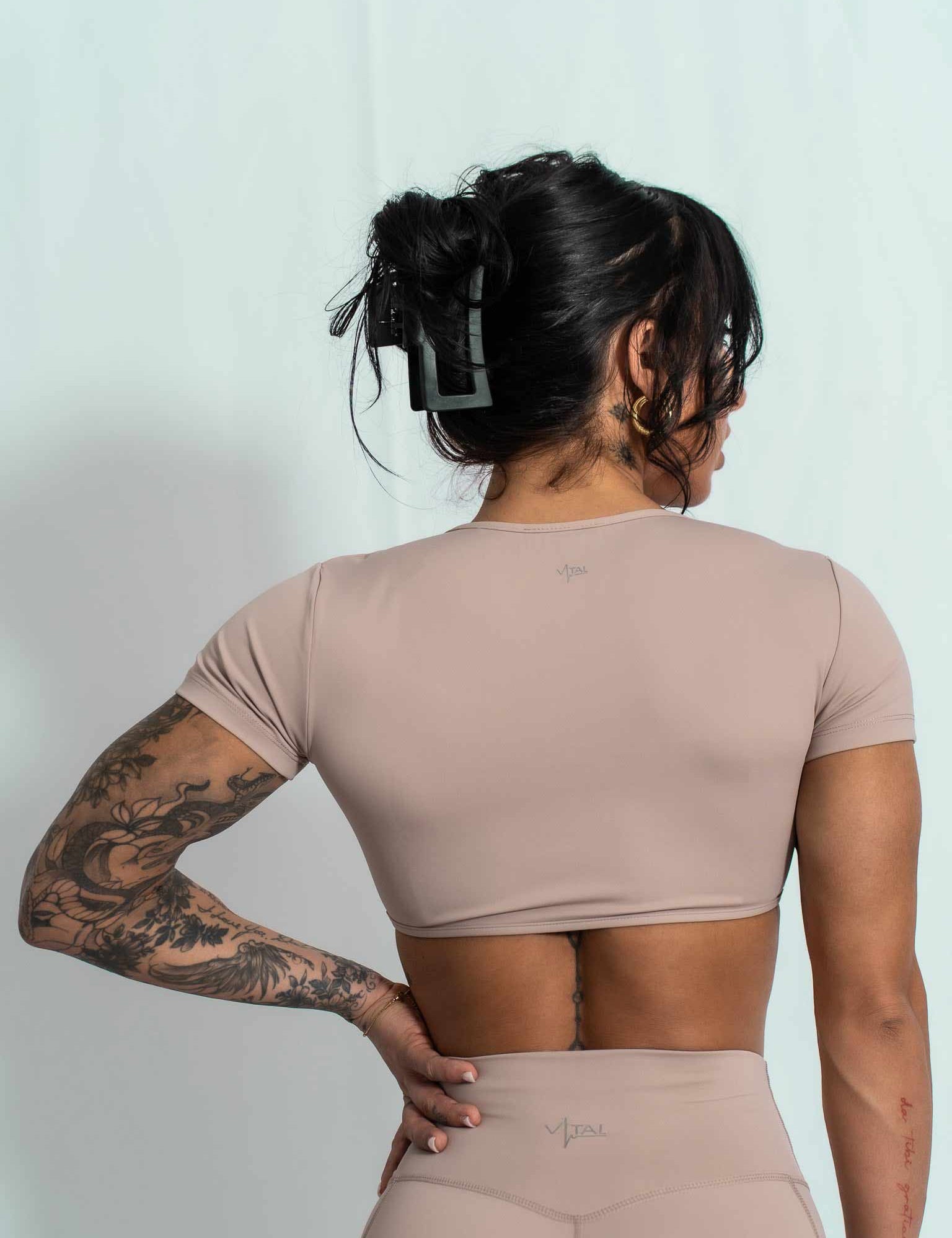 Resilient Fitted Short Sleeve Crop - Onyx Clay - VITAL APPAREL