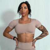Resilient Fitted Short Sleeve Crop - Onyx Clay