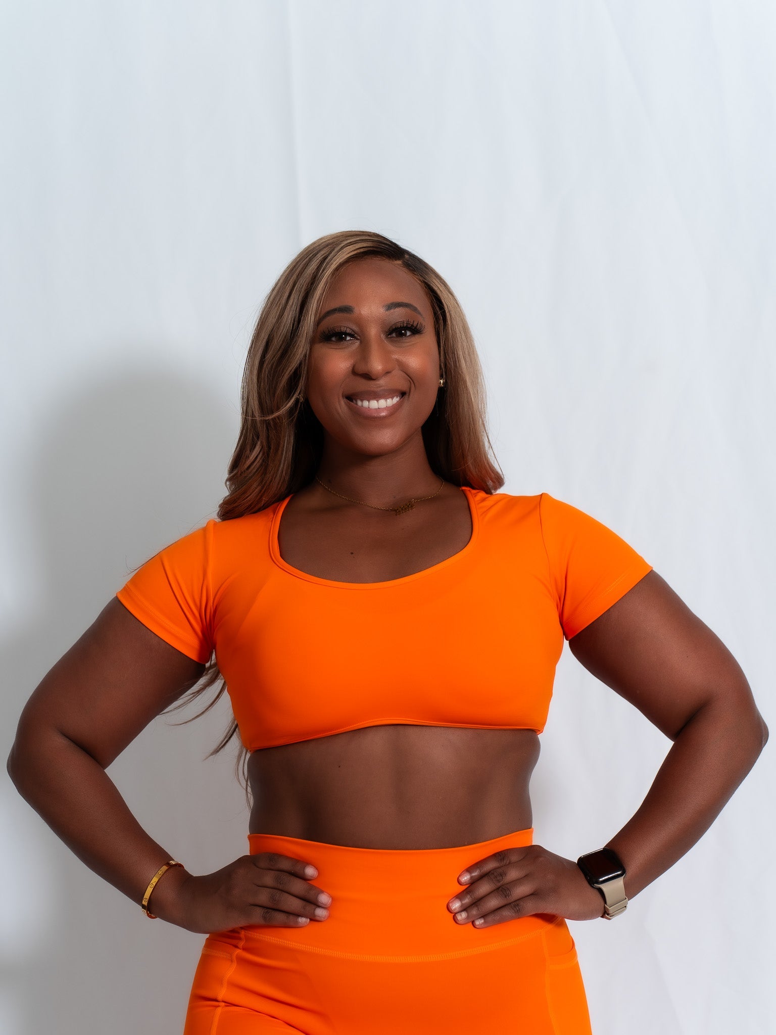 Resilient Fitted Short Sleeve Crop - Orange - VITAL APPAREL