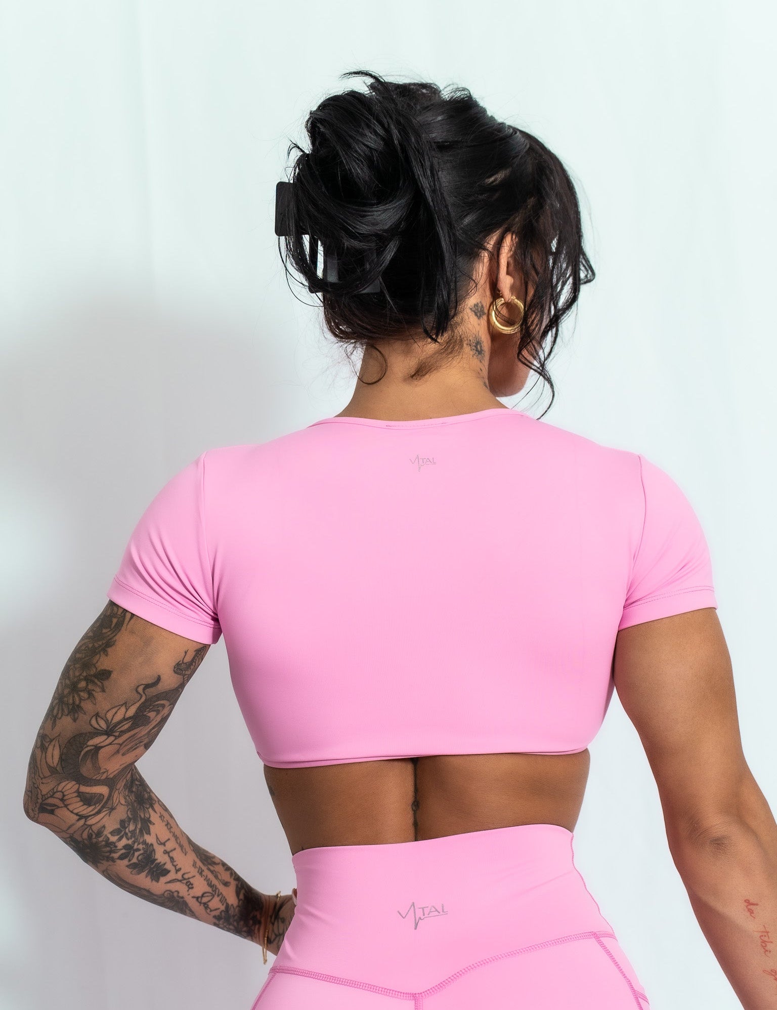 Resilient Fitted Short Sleeve Crop - Pastel Pink - VITAL APPAREL