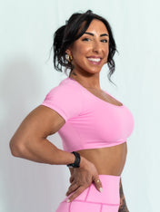 Resilient Fitted Short Sleeve Crop - Pastel Pink - VITAL APPAREL