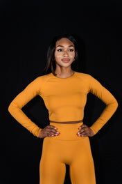 Resilient Long Sleeve Crop Top - Amber - VITAL APPAREL