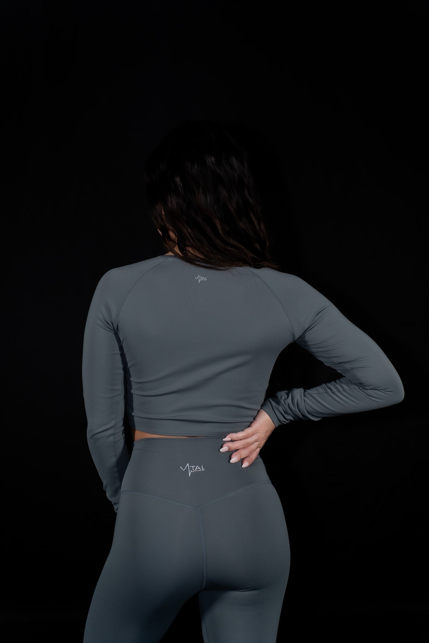 Resilient Long Sleeve Crop Top - Slate Green - VITAL APPAREL