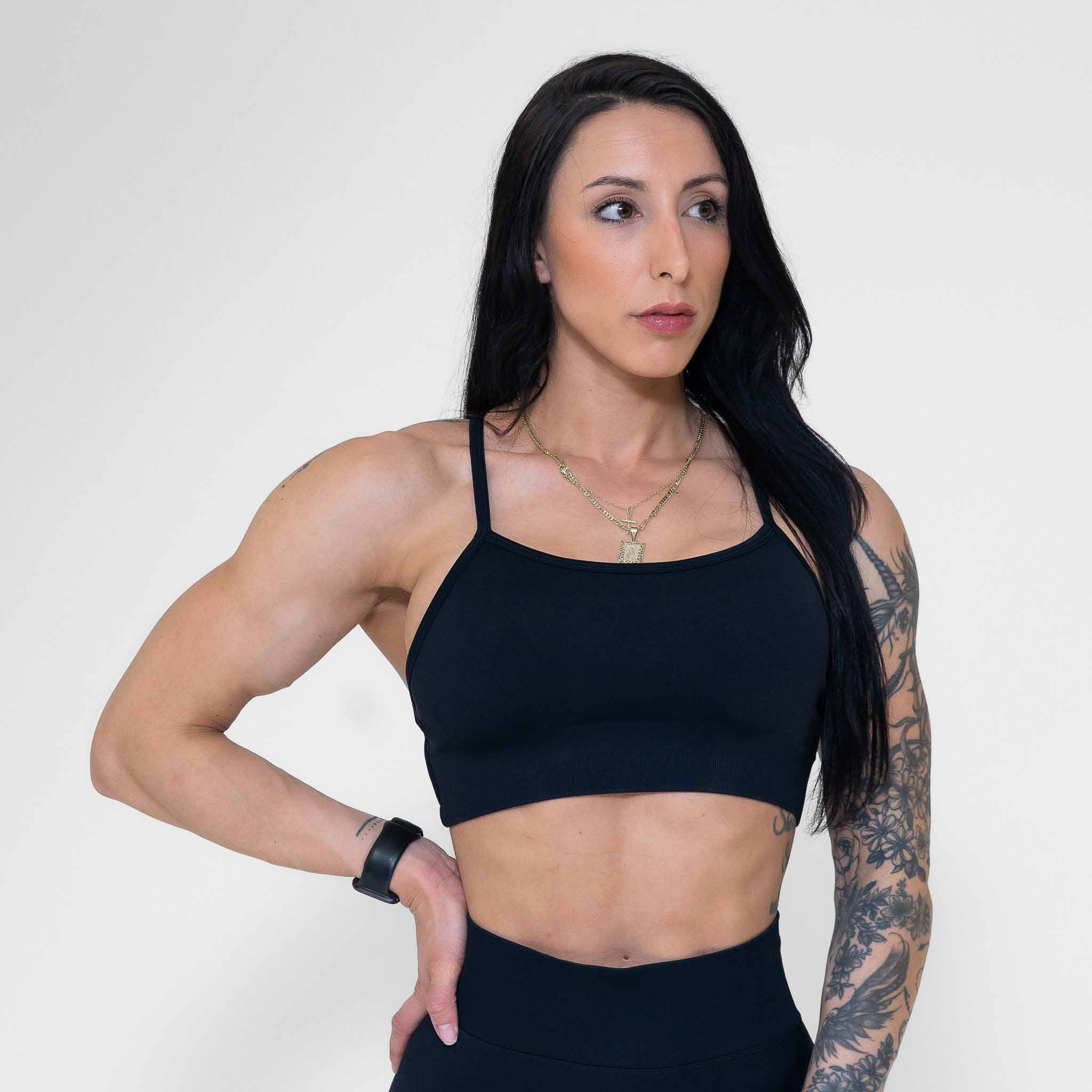 Seamless Infiniti Crop Bra - Black - VITAL APPAREL