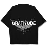 Oversized Pump Cover T-Shirt - Gratitude T Black/White