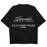 Oversized Pump Cover T-Shirt - Vintage Remember Why You Started Black/White T