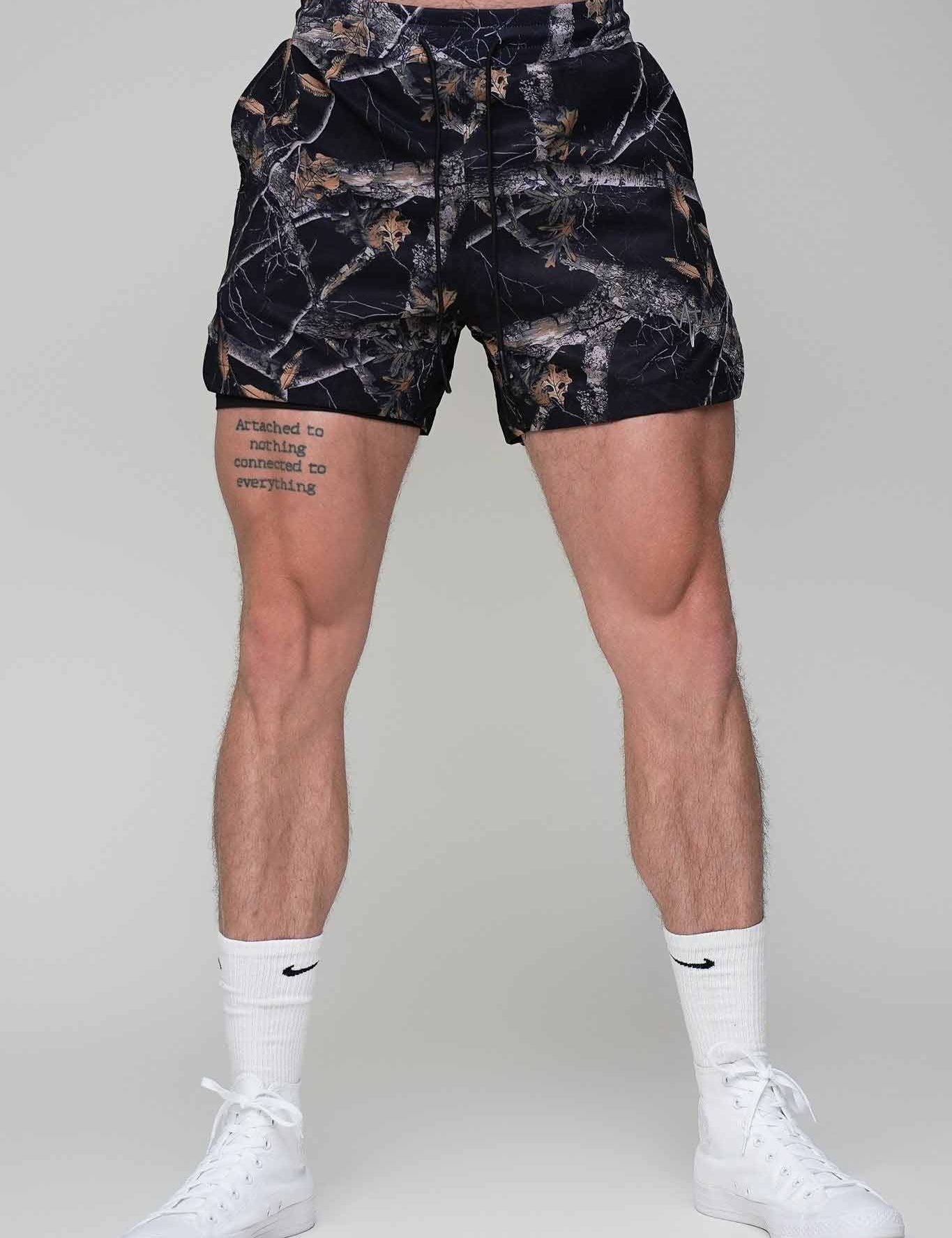 Tech Lined Performance Shorts 5.5" - Black Woodland Camo - VITAL APPAREL