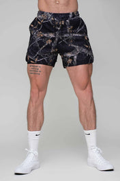 Tech Lined Performance Shorts 5.5" - Black Woodland Camo - VITAL APPAREL