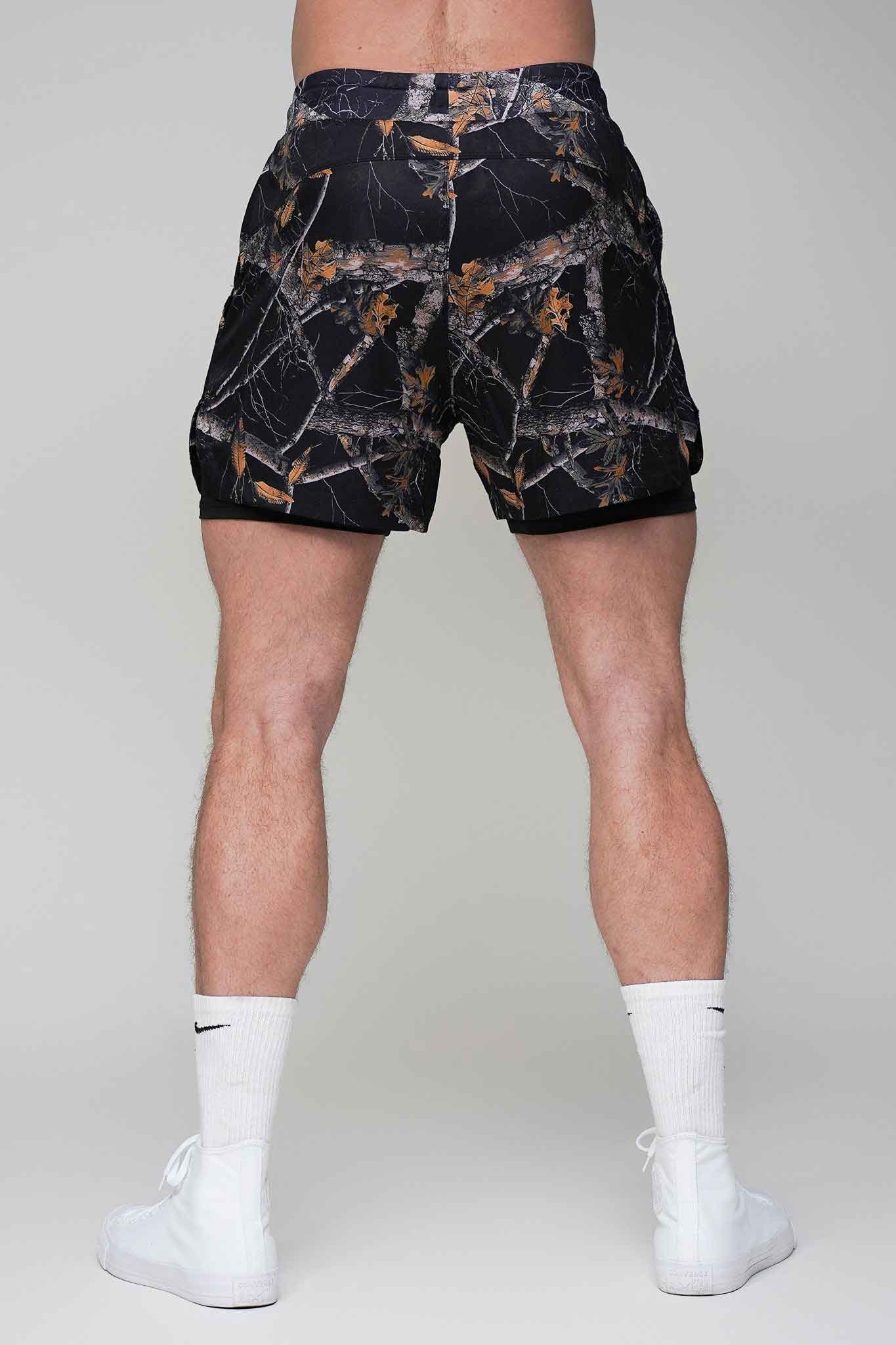 Tech Lined Performance Shorts 5.5" - Black Woodland Camo - VITAL APPAREL