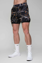 Tech Lined Performance Shorts 5.5" - Black Woodland Camo - VITAL APPAREL