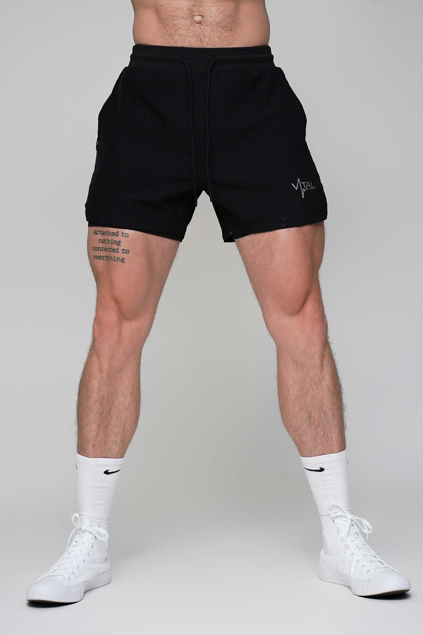 Tech Lined Performance Shorts 5.5" - Black/Black - VITAL APPAREL