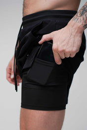 Tech Lined Performance Shorts 5.5" - Black/Black - VITAL APPAREL