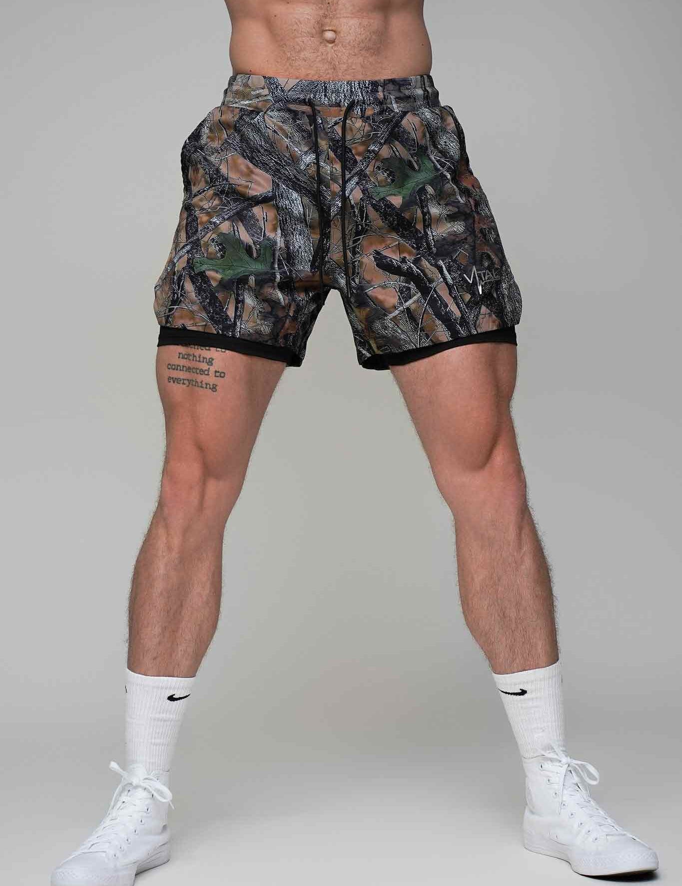 Tech Lined Performance Shorts 5.5" - Woodland Camo - VITAL APPAREL