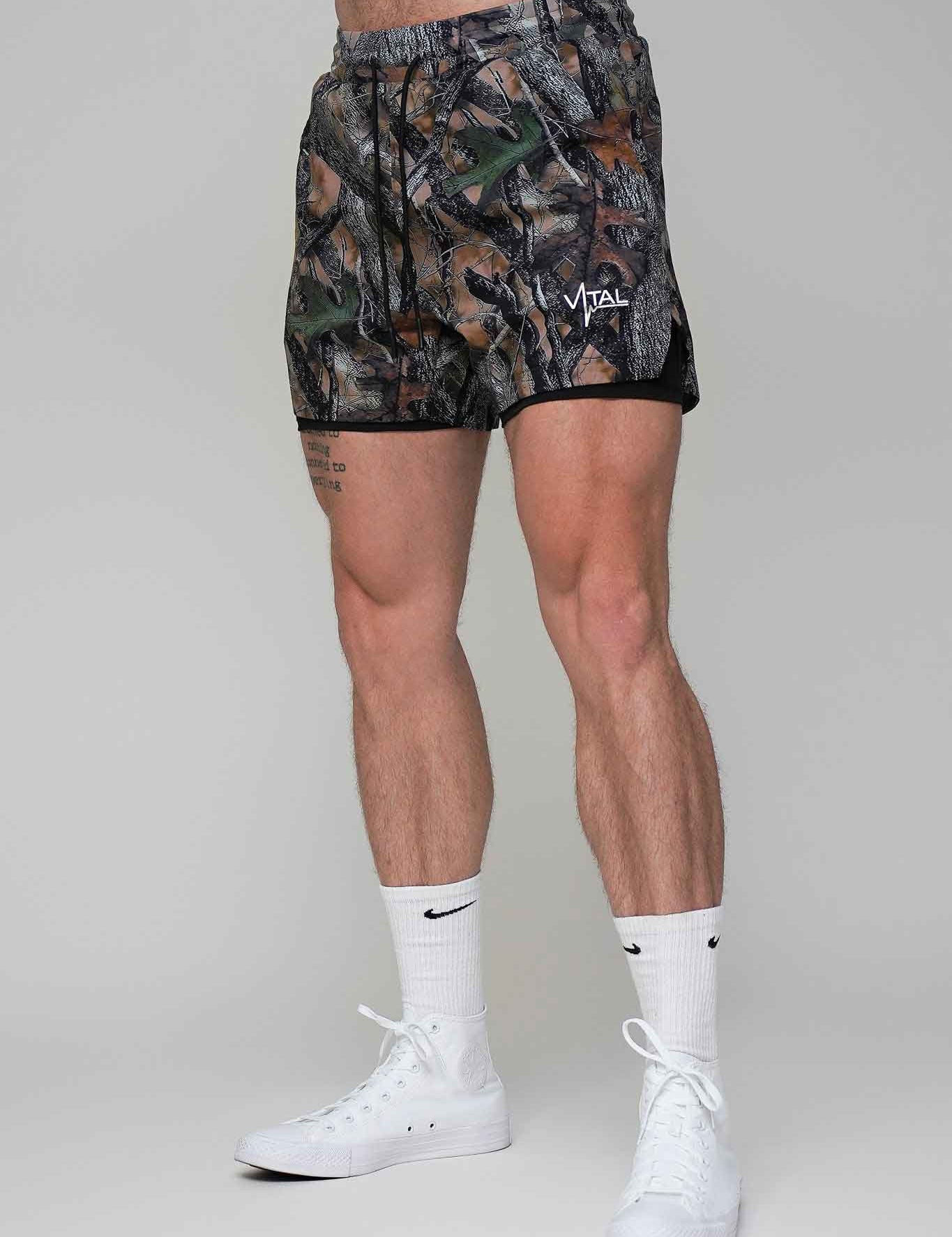 Tech Lined Performance Shorts 5.5" - Woodland Camo - VITAL APPAREL