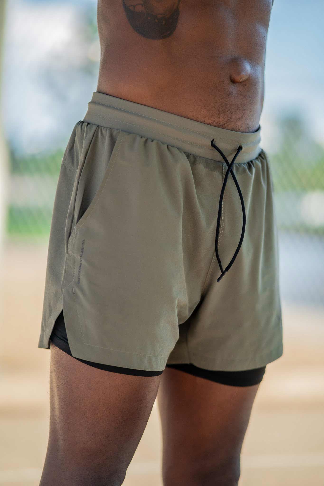 Tech Lined Performance Shorts 7" - Olive/Black - VITAL APPAREL