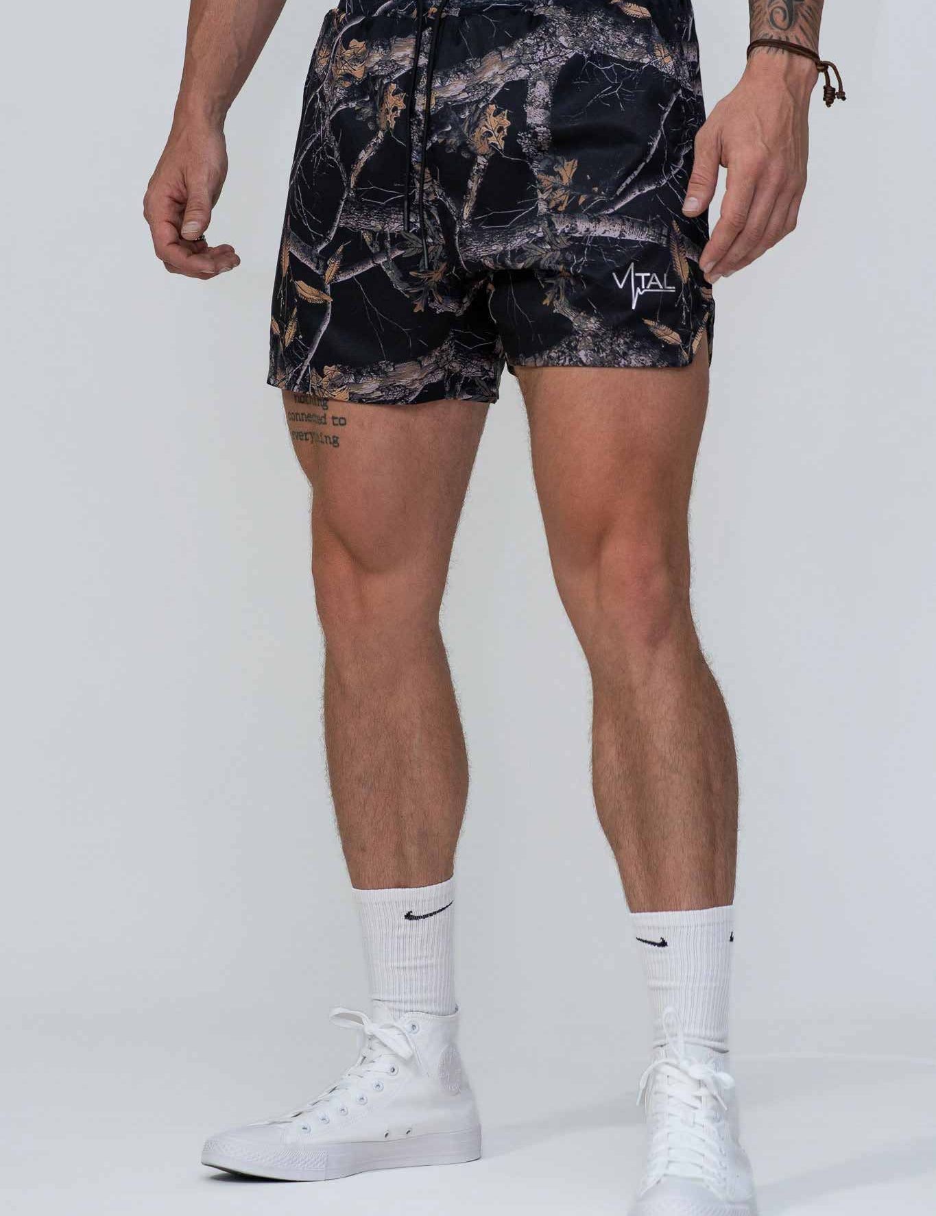 Tech Performance Shorts 5.5" - Black Woodland Camo (Linerless) - VITAL APPAREL