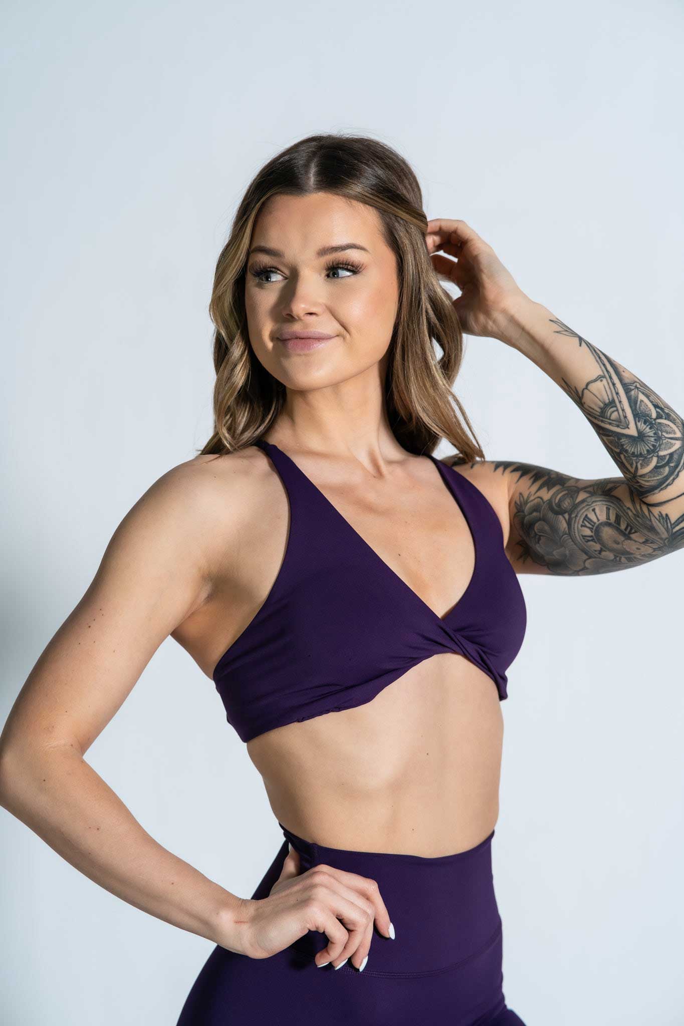 Resilient Power Bra Royal Purple, Maroon, Steel.