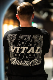 Oversized Heavy Weight Pump Cover - Athletic Club Paisley Black - VITAL APPAREL