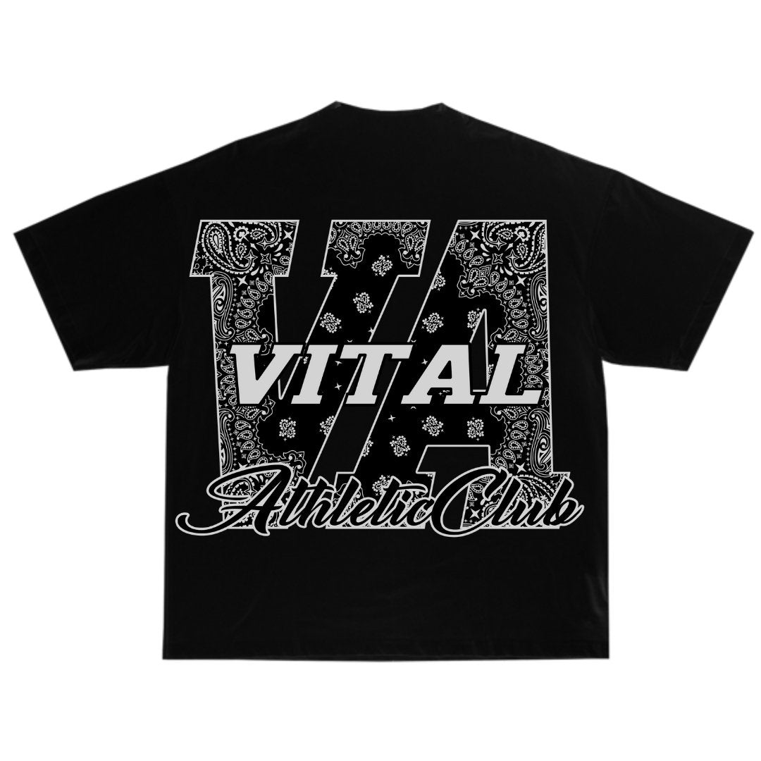 Oversized Heavy Weight Pump Cover - Athletic Club Paisley Black - VITAL APPAREL