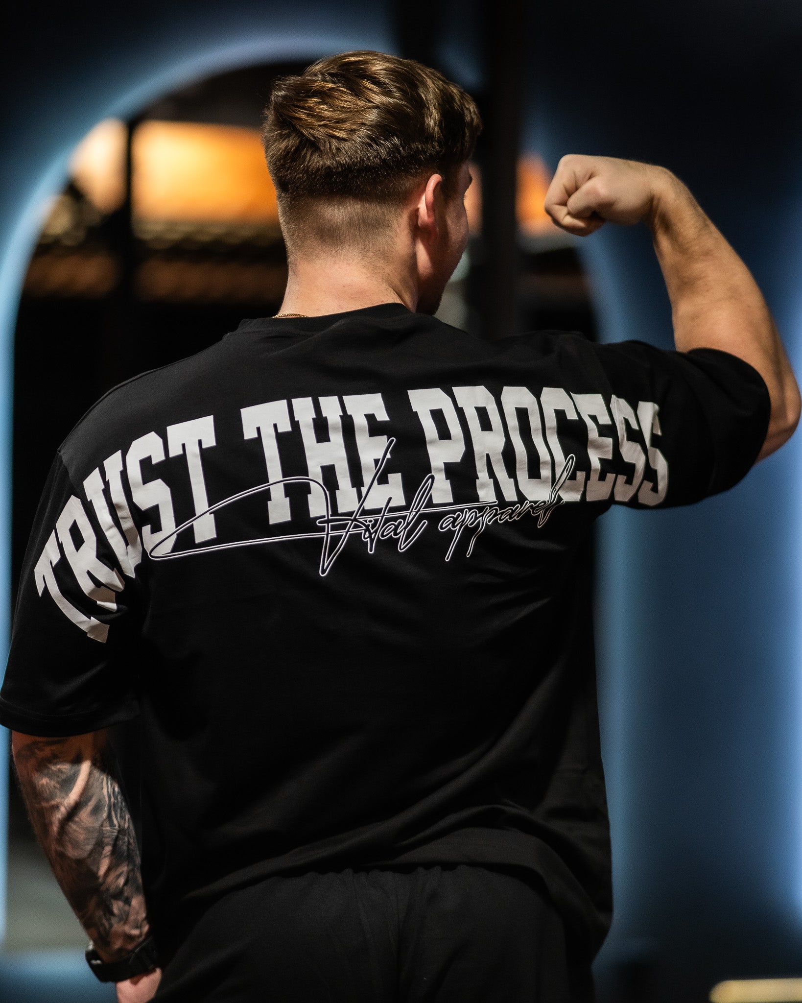 Oversized Heavy Weight Pump Cover - Trust The Process Black - VITAL APPAREL