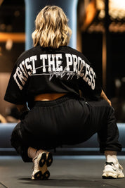 Oversized Heavy Weight Pump Cover - Trust The Process Black - VITAL APPAREL