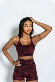 Plush Impact Crop Bra Black Marble, Ocean Marble, Wine Marble - VITAL APPAREL