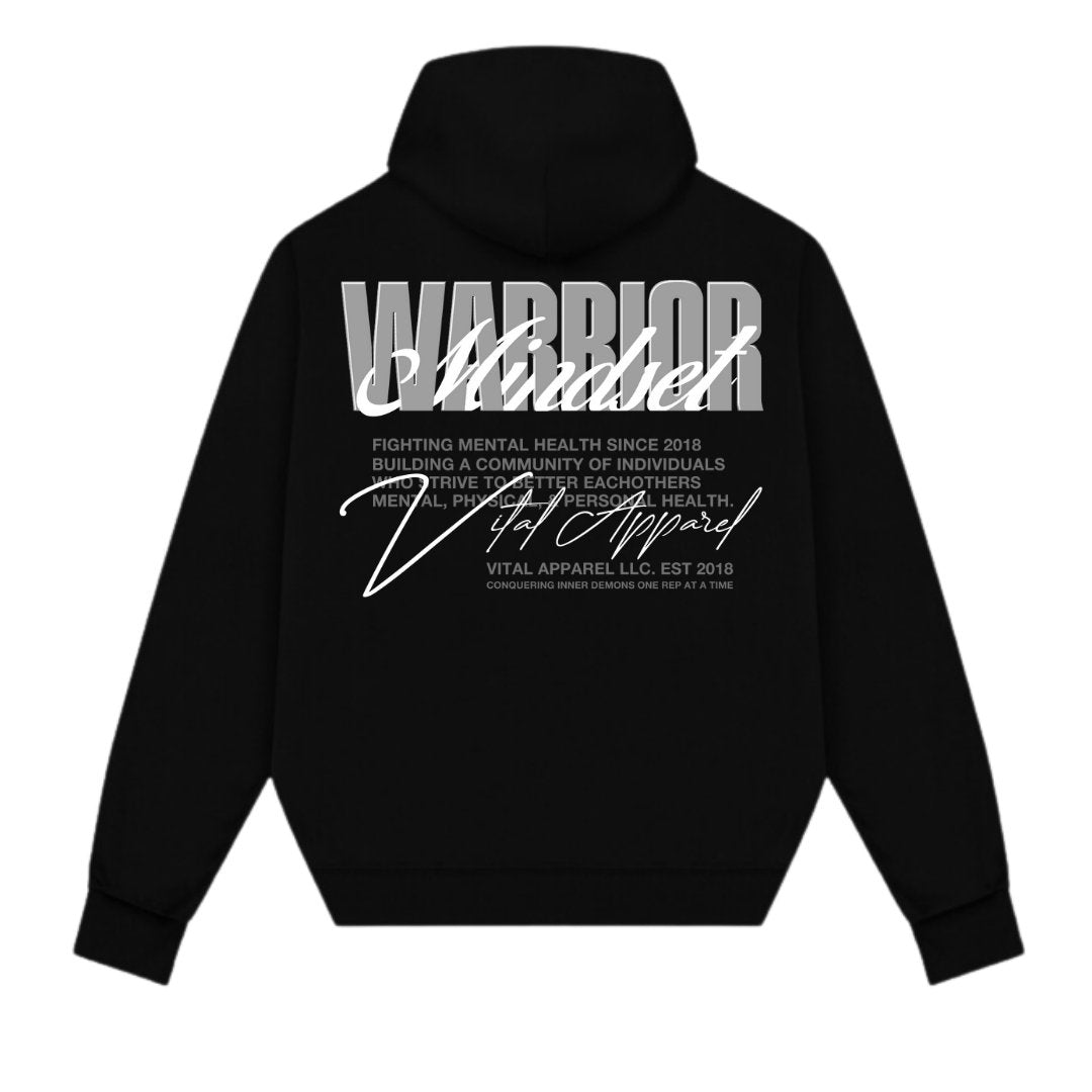 Relentless Oversized Heavy Weight Hoodie- Warrior Mindset Black - VITAL APPAREL