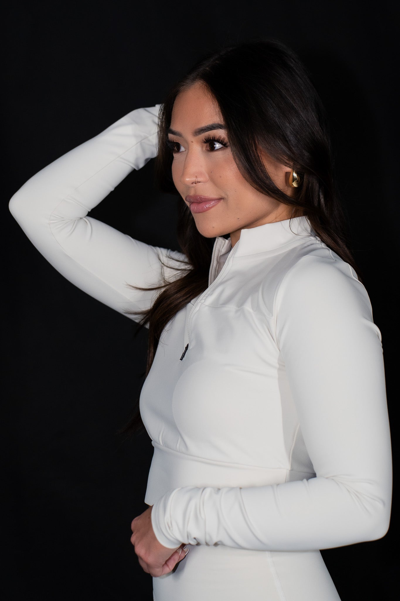 Resilient 1/2 Zip Long Sleeve Crop - Off White - VITAL APPAREL