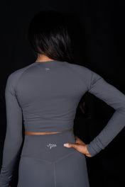 Resilient Long Sleeve Crop Top - Graphite - VITAL APPAREL